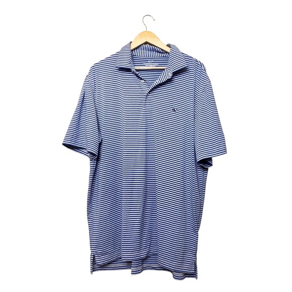 Vineyard Vines Other - Vineyard‎ Vines Performance Polo XL Blue White Striped Short Sleeve Golf Shirt
